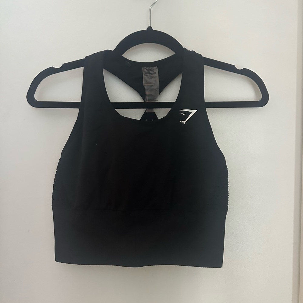 Gymshark Energy Seamless Longline Sports Bra in Medium Black